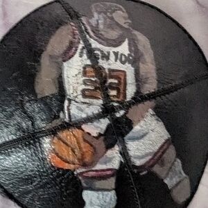 Vintage Hand Crafted Patrick Ewing #33 Black Leather Kippah.